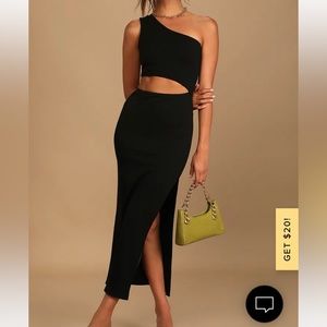 Lulu’s black ribbed cut-out dress, size L